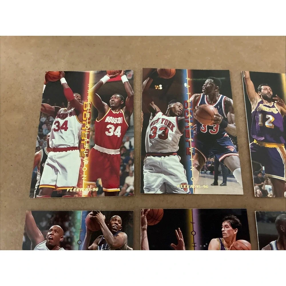95-96 Fleer Double Double Insert 6 Card Lot‎ Ewing Divac Olajuwon Stockton